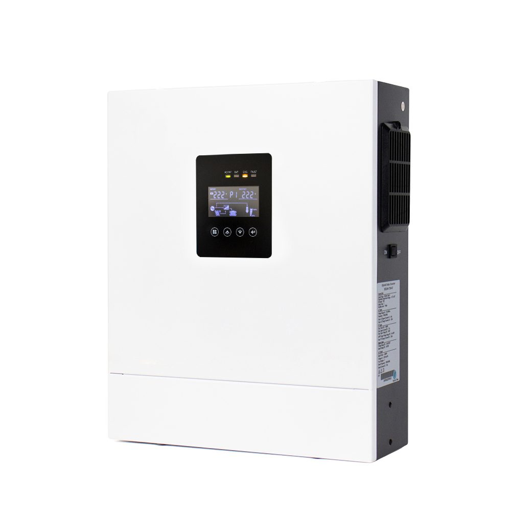 Larger off-grid capable inverter, front three-quarter view